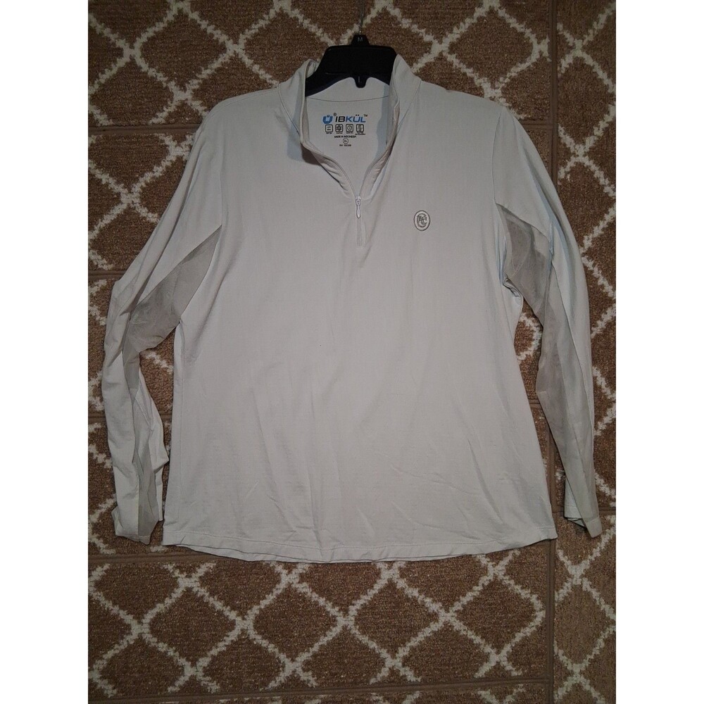 IBKUL Sun Shirt Women XL Lavender Cool Feel UPF 50+ Quarter Zip Mesh Long Sleeve